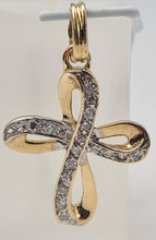Load image into Gallery viewer, 4955: Vintage: 9ct Gold Simulated Diamonds Cross Pendant- lovely
