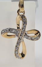 Load image into Gallery viewer, 4955: Vintage: 9ct Gold Simulated Diamonds Cross Pendant- lovely