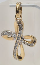 Load image into Gallery viewer, 4955: Vintage: 9ct Gold Simulated Diamonds Cross Pendant- lovely