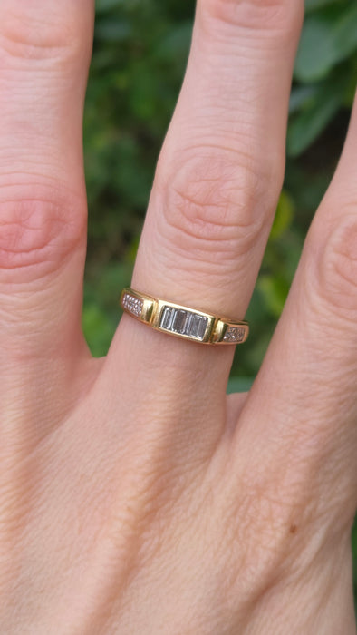 Vintage: 18ct Yellow Gold 12 Diamond 0.54ct Half-Eternity Stacker Ring
