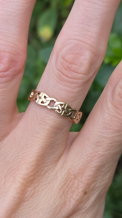 Vintage: 9ct Yellow Gold Openwork Celtic Weave Lovers Band