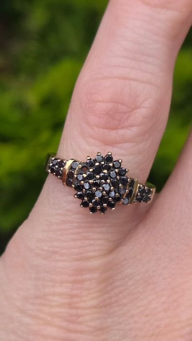 Vintage: 9ct Yellow Gold Black Diamond Signet Stacker Ring — 0.50ct