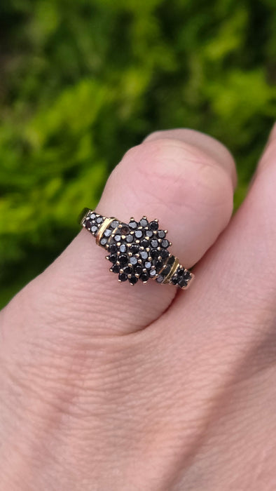 Vintage: 9ct Yellow Gold Black Diamond Signet Stacker Ring — 0.50ct