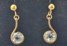 Load image into Gallery viewer, 5341: Vintage:9ct Gold round Cut Swiss Blue Topaz Drop Earrings- lovely cut and colours
