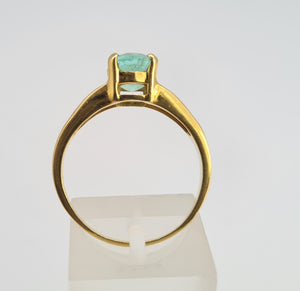 0153: Vintage & Rare; 18ct Gold Green Paraiba Tourmaline Solitaire- simple beauty