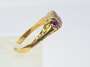 5422: Vintage: (London 1974) 18ct Gold Rubies Brilliant Cut Diamonds Dress Ring - 50 years old,