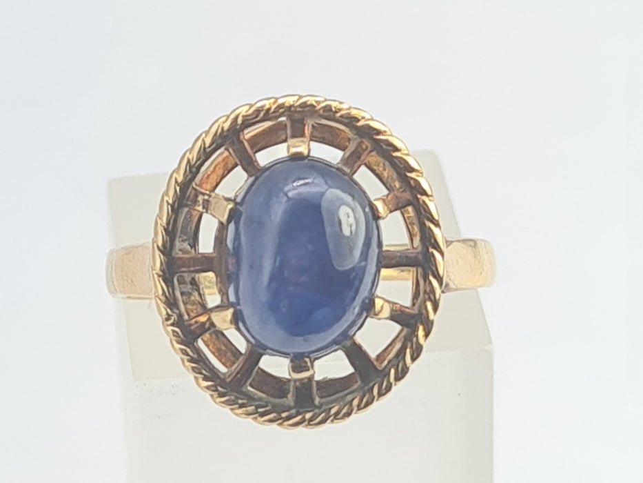 6014 Vintage & Rare: 9ct Gold Large Blue Sapphire "Carbuncle" Solitaire- from 1978