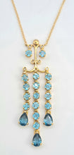 Load image into Gallery viewer, 5551: Vintage: 9ct Gold Blue Topaz Diamonds Chandelier Necklace- elegance personified
