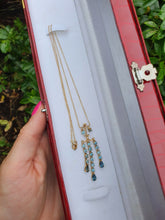 Load image into Gallery viewer, 5551: Vintage: 9ct Gold Blue Topaz Diamonds Chandelier Necklace- elegance personified
