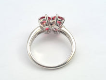 Load image into Gallery viewer, 5575:Vintage: 18ct white Gold 4 Rubies 5 Brilliant Cut Diamonds Cocktail Ring- crisp eye candy
