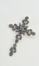 Load image into Gallery viewer, 5665:Vintage &amp; Rare: 9ct White Gold Black Diamond Encrusted Cross Pendant- superb
