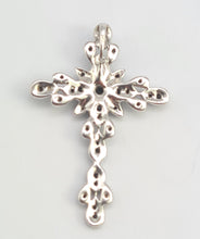 Load image into Gallery viewer, 5665:Vintage &amp; Rare: 9ct White Gold Black Diamond Encrusted Cross Pendant- superb
