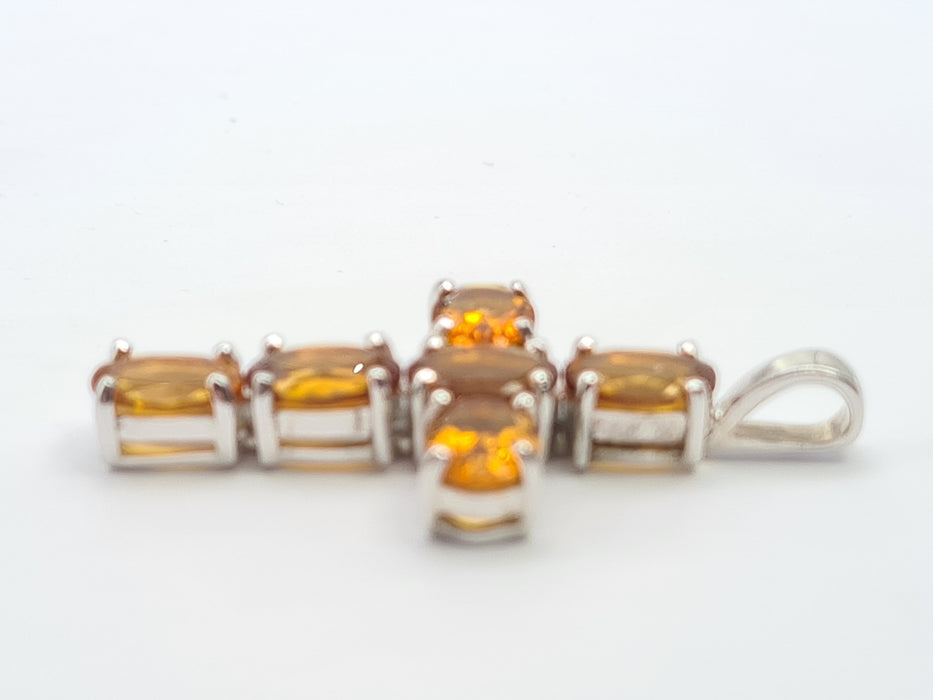 Vintage: 9ct White Gold Fire Opal Cross Pendant