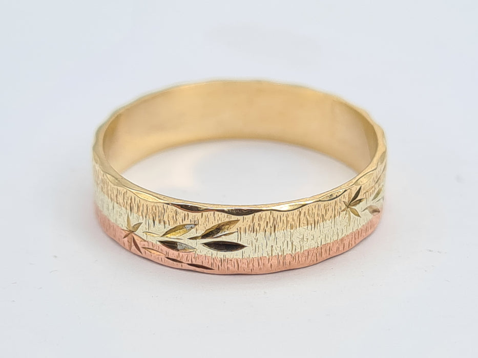 Vintage: 9ct Three-Colour Gold Russian-Inspired Wedding Band — From 1993