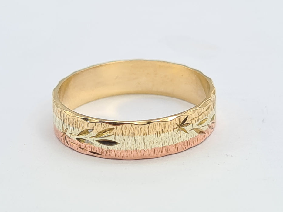Vintage: 9ct Three-Colour Gold Russian-Inspired Wedding Band — From 1993