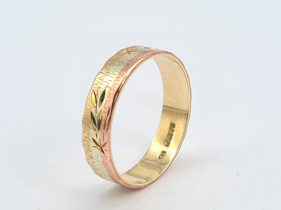 Vintage: 9ct Three-Colour Gold Russian-Inspired Wedding Band — From 1993