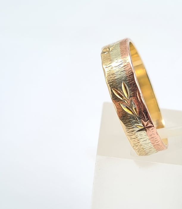 Vintage: 9ct Three-Colour Gold Russian-Inspired Wedding Band — From 1993