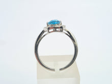 Load image into Gallery viewer, 5782:Vintage: 9ct White Gold Pear Cut Vivid Blue Topaz 20 Diamonds Cocktail Ring- gorgeous- nice weight
