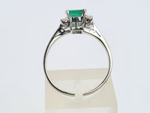 Load image into Gallery viewer, 5770: Vintage: 18ct White Gold Emerald Cut Emerald 6 Brilliant Cut Diamonds Dress Ring-
