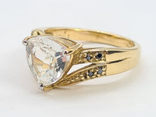 Cargar imagen en el visor de la galería, 6007 Vintage: 9ct Gold Black Diamonds Glacier White Topaz  Cocktail Ring- eye candy
