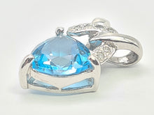 Load image into Gallery viewer, 5856:   Vintage: 9ct White Gold Trillion Cut Swiss Blue Topaz Diamonds Pendant- effervescent eye candy
