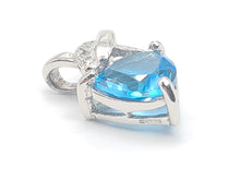 Load image into Gallery viewer, 5856:   Vintage: 9ct White Gold Trillion Cut Swiss Blue Topaz Diamonds Pendant- effervescent eye candy
