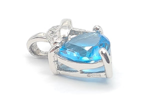 5856:   Vintage: 9ct White Gold Trillion Cut Swiss Blue Topaz Diamonds Pendant- effervescent eye candy