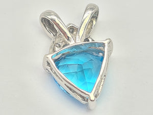 5856:   Vintage: 9ct White Gold Trillion Cut Swiss Blue Topaz Diamonds Pendant- effervescent eye candy