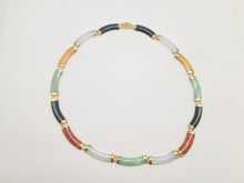 Load image into Gallery viewer, 5882:Vintage: 14ct Gold Multi-Coloured Jade Necklace (42cm)  beautiful array of colours- nice weight
