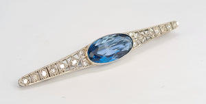 Antique (c1936) Platinum, Iolite, Swiss Cut Diamonds Brooch by Gregory Sheehan Rio De Janeiro