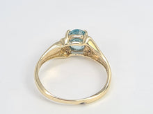 Load image into Gallery viewer, 5919: Vintage; 9ct Gold Swiss Blue Topaz Brilliant Cut Diamonds Cocktail Ring- sparkling beauty
