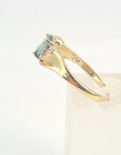 Load image into Gallery viewer, 5919: Vintage; 9ct Gold Swiss Blue Topaz Brilliant Cut Diamonds Cocktail Ring- sparkling beauty
