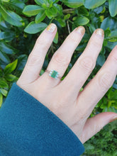 Load image into Gallery viewer, 5770: Vintage: 18ct White Gold Emerald Cut Emerald 6 Brilliant Cut Diamonds Dress Ring-
