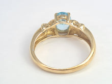 Load image into Gallery viewer, 5972:  Vintage: 9ct Gold Swiss Blue Topaz Diamonds Dress Ring- simply sparkling beauty
