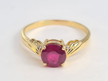 Load image into Gallery viewer, 5988:  Vintage: 9ct Gold Round Cut Ruby Brilliant Cut Diamonds Dress Ring- classic combination and design
