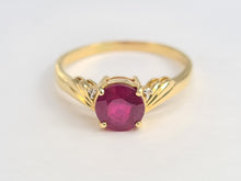 Load image into Gallery viewer, 5988:  Vintage: 9ct Gold Round Cut Ruby Brilliant Cut Diamonds Dress Ring- classic combination and design
