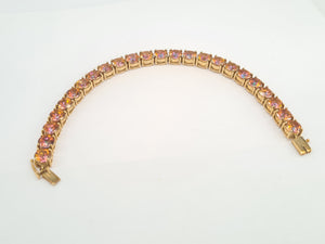 0146: Vintage: 9ct Gold 24 Mystic Topaz Statement Bracelet (19cm) - a festival of colours