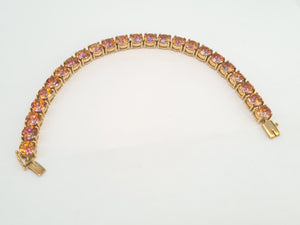 0146: Vintage: 9ct Gold 24 Mystic Topaz Statement Bracelet (19cm) - a festival of colours