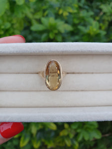 7018: Vintage:(1996) Large Oval Lemon Citrine Dress Ring- lovely cut and colours