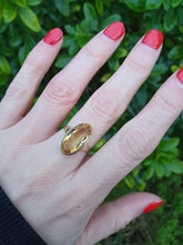 Load image into Gallery viewer, 7018: Vintage:(1996) Large Oval Lemon Citrine Dress Ring- lovely cut and colours
