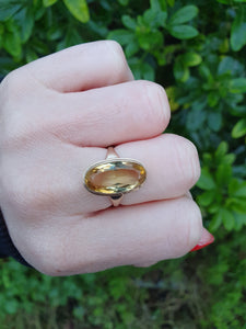 7018: Vintage:(1996) Large Oval Lemon Citrine Dress Ring- lovely cut and colours