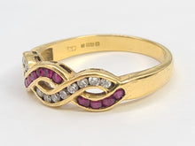 Load image into Gallery viewer, 7023:  Vintage: 18ct Gold Rubies Diamonds Dress Ring- From London 1990- exquisite design- nice weight- Hallmarked in 1990   CONDITION: Excellen
