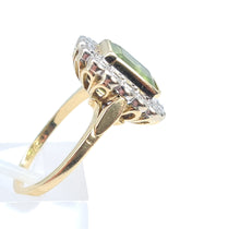 Load image into Gallery viewer, 7035:  Exceptional: 18ct Gold Emerald Cut Peridot (2.4ct) Round Brilliant Cut Diamonds (0.80ct) Cocktail Ring - Beuatiful
