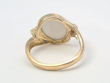 Load image into Gallery viewer, 7060: Vintage: 9ct Gold Large White Moonstone Sapphire Accents Cocktail Ring- lovely colours
