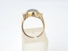 Load image into Gallery viewer, 7060: Vintage: 9ct Gold Large White Moonstone Sapphire Accents Cocktail Ring- lovely colours
