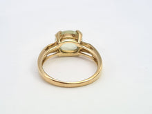 Load image into Gallery viewer, 7108:  Vintage: 9ct Gold Mint Green Fluorite Diamonds Dress Ring- nice weight, lovely hues
