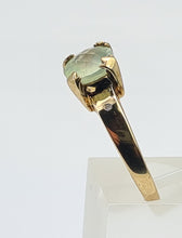 Load image into Gallery viewer, 7108:  Vintage: 9ct Gold Mint Green Fluorite Diamonds Dress Ring- nice weight, lovely hues
