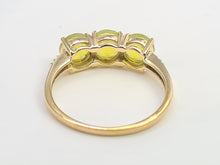 Load image into Gallery viewer, 7127:Vintage &amp; Rare: 10ct Gold Yellow Tourmalines Diamonds Dress Ring-crisp, clean and sparkling.
