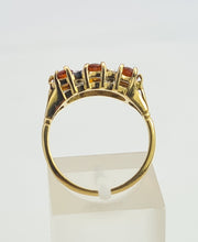 Load image into Gallery viewer, 7128: Antique/Vintage: 18ct Gold Vibrant Orange Citrines Diamonds Ring- superb quality.
