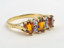 Load image into Gallery viewer, 7128: Antique/Vintage: 18ct Gold Vibrant Orange Citrines Diamonds Ring- superb quality.
